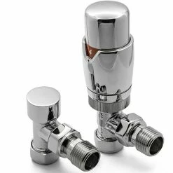 Reina Modal TRV Angled Radiator Valves with Lockshield - Chrome