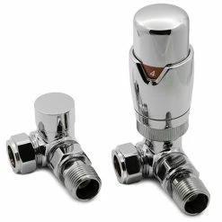 Reina Modal TRV Corner Radiator Valves with Lockshield - Chrome