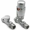 Reina Modal TRV Straight Radiator Valves with Lockshield - Chrome
