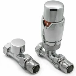 Reina Modal TRV Straight Radiator Valves with Lockshield - Chrome