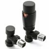 Reina Modal TRV Angled Radiator Valves with Lockshield - Black