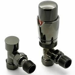Reina Modal TRV Angled Radiator Valves with Lockshield - Oiled Bronze