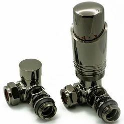 Reina Modal TRV Corner Radiator Valves with Lockshield - Oiled Bronze