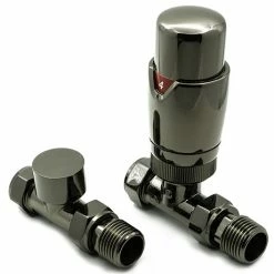 Reina Modal TRV Straight Radiator Valves with Lockshield - Oiled Bronze