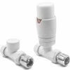 Reina Modal TRV Straight Radiator Valves with Lockshield - White