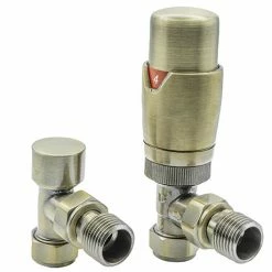 Reina Modal TRV Angled Radiator Valves with Lockshield - Bronze
