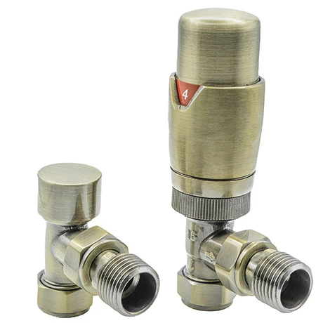 Reina Modal TRV Angled Radiator Valves with Lockshield - Bronze