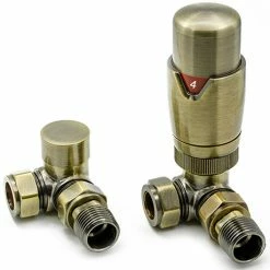 Reina Modal TRV Corner Radiator Valves with Lockshield - Bronze