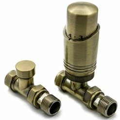 Reina Modal TRV Straight Radiator Valves with Lockshield - Bronze