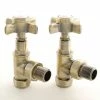 Westminster Crosshead Radiator Valves (pair) - Angled - Antique Brass