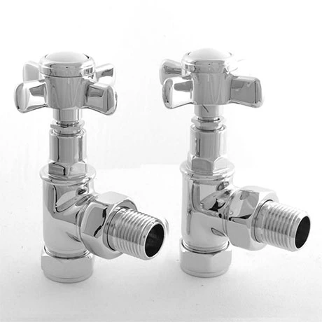 Westminster Crosshead Radiator Valves (pair) - Angled - Chrome