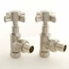 Westminster Crosshead Radiator Valves (pair) - Angled - Satin Nickel