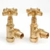 Westminster Crosshead Radiator Valves (pair) - Angled - Un-Lacquered Brass