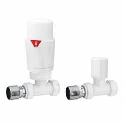 Monza White Straight Thermostatic Radiator Valves - Energy Saving