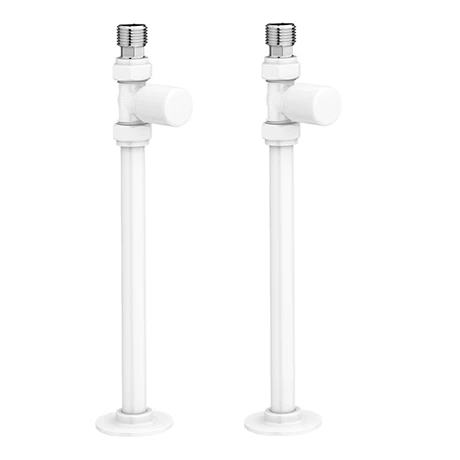 Arezzo Modern Straight Radiator Valves inc. 180mm Stand Pipes - White